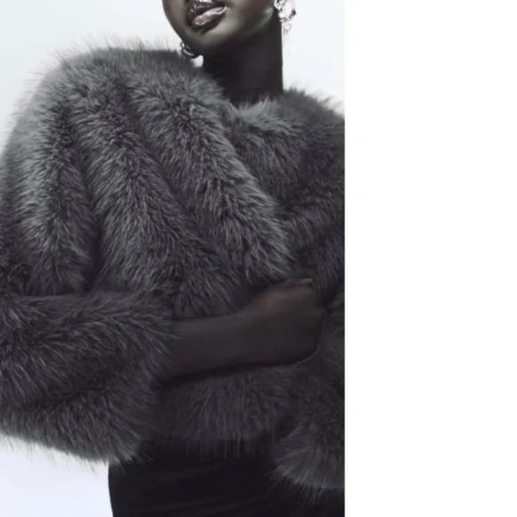 ZARA CROPPED FAUX FUR JACKET - Picture 6 of 11